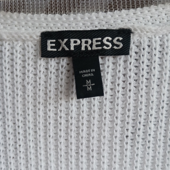 Express tunic sweater medium nwot white gray striped sift cotton - Picture 2 of 6